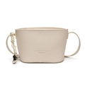 Chic cream white lychee grain bucket bag with unique silver bean metal pendant - With Pendant / White