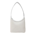 Minimalist white faux crocodile tote bag with wide shoulder strap and zipper closure - White