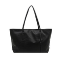 Minimalistische schwarze Handtasche mit großem Fassungsvermögen und matten Lederriemen - Schwarz