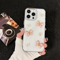 Blumige iPhone-Hülle mit Schmetterling, Perlmutt-Effekt und dekorativen 3D-Elementen - Weißer Glitzer Rosa Schmetterling / iPhone 7/8/SE 2020