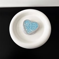 Dettaglio supporto telefono cuore glitter blu con strass e scritta for You - Blu