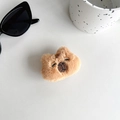 Detailed plush capybara phone grip made of brown fluffy faux fur with cute embroidery - Plush - Strawberry Capybara Head (Light Brown)