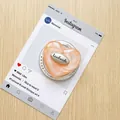 Support de téléphone cœur rose perlé avec étiquette argentée handmade et base claire - Style Magnétique-Orange Scintillant (Tag Argent Coeur Anglais)