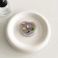 Detailed macro view of heart-shaped phone grip with colorful gems and Gift For You text - Magnetic Colorful Gem Heart (Transparent Grey)