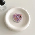 Detail of heart-shaped phone grip with colorful gemstones on a white ceramic plate - Magnetic Colorful Gem Heart (Transparent Purple)