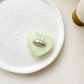 Support téléphone cœur vert menthe nacré avec gravure artisanale sur plaque métallique - Support Transparent-Vert Clair Scintillant (Tag Argent Coeur Anglais)