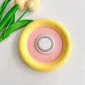 Detail of a rose gold phone grip with a sparkling rhinestone border and center mirror - Small Round Mirror Magnetic (Gold)
