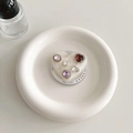 Detailed view of heart-shaped Magsafe grip with colorful rhinestones and pearls - Magnetic Heart Pearlescent Colorful Gem (Red)