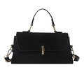 Elegante borsa nera da donna con pannelli in pelle e texture in pelle scamosciata - Nero