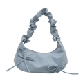 Borsa a spalla azzurra stile nuvola con manico arricciato e fiocchi decorativi - Blu