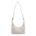 Weiße Hobo-Tasche aus Spitze mit Blumenstickerei und 3D-Schmetterlingsdekor in Flachlage - Weiß