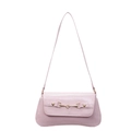 Borsa a spalla retrò rosa chiaro in pelle PU con classica fibbia a morsetto dorata - Rosa