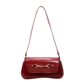 Borsa a spalla retrò in pelle verniciata rossa con fibbia a morsetto dorata - Borgogna