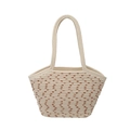 Geräumige beige Handtasche aus geflochtenem Baumwollseil mit braunen Pünktchen - Off-White ohne Anhänger