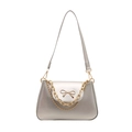 Silberne matte Umhängetasche mit goldener Kette und Schleifendekor für Damenmode - Silber