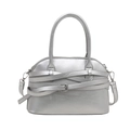 Metallic silver shell bag with cross-strap detail and detachable shoulder strap on white base - Silver