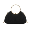 Elegante schwarze Abendtasche mit goldenem Rundgriff und Blumenmuster für Partys - Schwarz