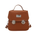 Klassische braune Damen-Handtasche mit silbernen Schnallen und abnehmbarem Schultergurt - Braun