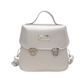 Vintage-Eimertasche in Silberoptik mit Metallschnallen und oberem Griff - Silber