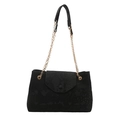 Schicke schwarze Handtasche mit Kroko-Prägung und goldener Kette für Damen-Arbeitsmode - Schwarz