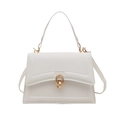 Borsa a tracolla quadrata in pelle PU bianca con elegante fibbia dorata lucida - Bianco