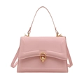 Minimalist square crossbody bag in dusty pink matte leather with gold ring hardware - Pink