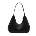 Elegante borsa hobo nera lucida da donna con scritte fashion in rilievo - Nero