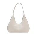Borsa a spalla color crema a mezzaluna in finta pelle liscia con scritta FASHION - Bianco
