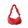 Borsa a tracolla a mezzaluna rossa minimalista con spalline a pieghe alla moda - Rosso