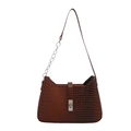 Retro dark brown crossbody bag with crocodile texture and silver twist lock closure - Brown