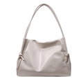 Chic cream white faux leather tote bag with knot strap detail for daily commute - Off White