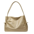 Chic beige PU leather tote bag with knotted side details and dual shoulder straps - Yellow