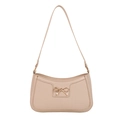 Elegante borsa sottospalla beige stampa coccodrillo con fibbia a fiocco d'oro - Cachi