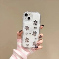 Dettaglio custodia iPhone con orsetto argento 3D e strass su trama a onde - Custodia Crema Colla Glitter Bianca Orso Rosa Gemma / iPhone 7/8/SE 2020