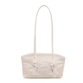Sac sous le bras ivoire élégant avec dentelle florale délicate et motifs papillons 3D - Blanc