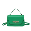 Elegant bright green top-handle handbag with gold chain lock and adjustable shoulder strap - Green