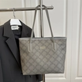 Elegant grey floral print tote bag with large capacity and minimalist shoulder straps - Gray