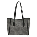 Retro grey stonewashed canvas tote bag with black trim and large capacity handles - No Pendant / Gray