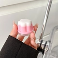 Detail of flower-shaped phone grip showing pink and white jelly cream petals - Flower Shape / Double Color Jelly - Pink