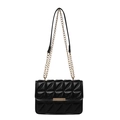 Elegante borsa trapuntata nera con tracolla a catena dorata e finitura in pelle testurizzata - Nero