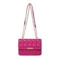Borsa a tracolla trapuntata color magenta con catena dorata e chiusura rettangolare - Rosa Rosso