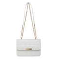 Borsa a tracolla trapuntata bianca con catena dorata e fibbia metallica quadrata - Bianco