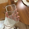 Durchsichtige iPhone Hülle mit silbernen 3D Schleifen in Cafe-Ambiente - Klarer Kleber Schleife / iPhone 7/8/SE 2020