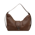 Vintage donkerbruine hobo-tas met zilveren sternagels en verstelbare schouderband - Bruin