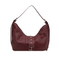 Retro wijnrode hobo-tas met stervormige metalen studs en getextureerd litchi-patroon - Rood