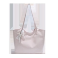 Hellrosa Shopper-Tasche aus Kunstleder mit Perlen-Schleife-Anhänger und viel Stauraum - Rosa Mit Anhänger