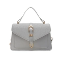 Borsa a mano grigio chiaro con patta glitter argento e fibbia in metallo dorato - Argento
