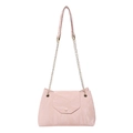 Hellrosa Schultertasche mit Kette, plissiertem Glanzleder und Magnet-Klappverschluss - Rosa