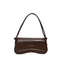 Solid deep brown vintage underarm bag with matte leather finish and arched base design - Brown