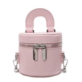 Roze mini bucket bag van PU-leer met dubbele rits en zilveren kettingriem - Roze